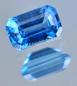 Natural Blue Zircon 3.45 Ct Emerald Stunning Certified Cambodian Gemstone - Picture 1 of 6