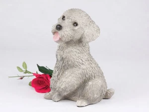 Small/Keepsake 65 Cubic Inches Gray Miniature Poodle Resin Urn for Ashes - Picture 1 of 1