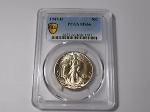 1947-D WALKING LIBERTY SILVER COIN HALF DOLLAR GOLD SHIELD PCGS GRADED MS66 - Picture 1 of 7