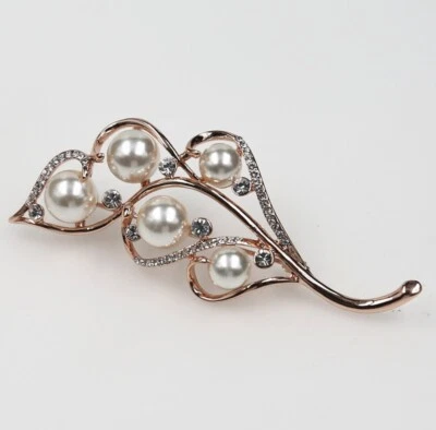 Broche broche prendedor boda JOYERÍA DE DISFRACES PERLA SINTÉTICA DIAMANTE BLANCO Foto 1 de 4