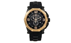 Aquaswiss Watch: Black and Gold Tone Chronograph Watch 81XG013 - Picture 1 of 1
