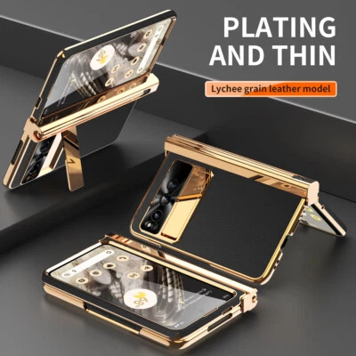 For Google Pixel Fold Case Hinge Protection Leather Pen Slot Stand Screen Cover - Image 1 of 4