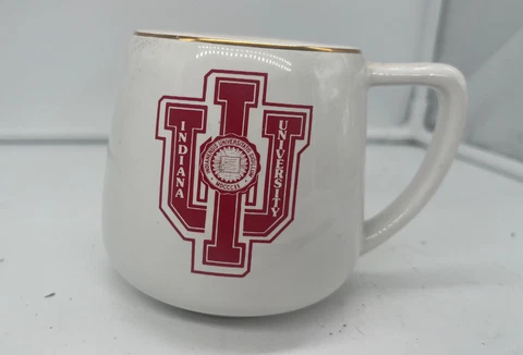 Vintage  Indiana University IU Hoosiers Coffee Mug ceramic Cover