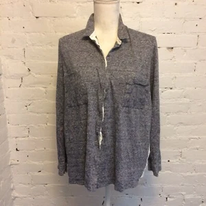 Fabiana Filippi Top de seda y punto manga larga abotonado blanco azul talla 46 L - Imagen 1 de 8