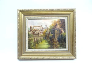 Dipinto a olio su legno fossato del castello di Norimberga con castello imperiale Werner Zapf Fürth - Foto 1 di 7