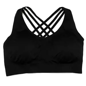 Bally Fitness Sport Bra Women's 2X Black Pullover Racerback Yoga Gym Athletic - Picture 1 of 8