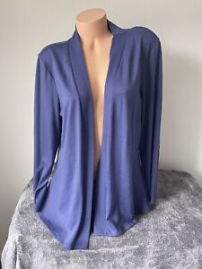 Blue Duster Cardigan L DENIM & CO. Long Sleeve Knit Open Front Jacket Layering
