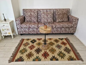 Rugmoda Handgefertigter Kelim-Stil Teppich | Wüste inspirierte Farben | 3 x 5 Fuß - Bild 1 von 5