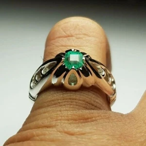 Natürlicher SAWATT SMARAGD Stein Ring echter Punjsher Smaragd schwere Qualität Silber 925 - Bild 1 von 2