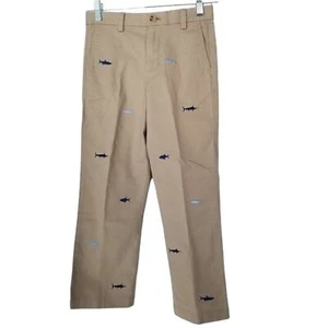 Vineyard Vines Girls Beige Khaki Whale Print Cotton Pants Size 7 - Picture 1 of 7