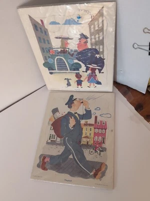 Vintage 3 PLAYSKOOL Golden Press Puzzles  Policeman Mailman 80-10 B & C - Image 1 of 4