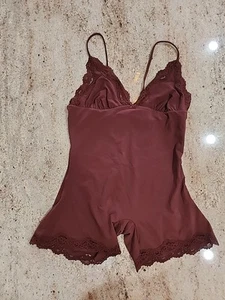 New SKIMS Cocoa Fits Everybody Lace Stretch Mid-thigh Bodysuit Size Plus 2X  - Picture 1 of 3