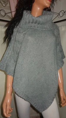 C&A Rollkragen Poncho Überhang  Grau Zopfmuster Gr M 38 - Bild 1 von 4