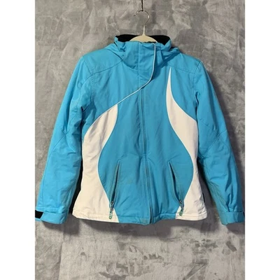 Obermeyer Jacket Womens 6 Large Blue White Comfort Max Ski Snowboard Coat Parka - Image 1 of 4