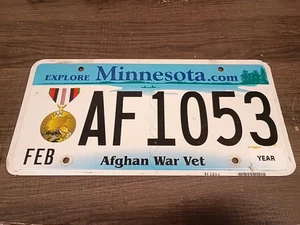 Rare Expired Minnesota Afghan Afghanistan War Vet Veteran license plate Tag AF - Picture 1 of 9