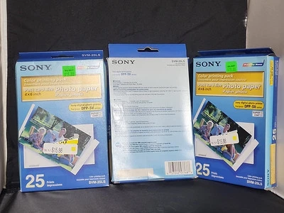 3 packs Sony Color Printing Pack Print Cartridge 25 Photo 4x6 Paper SVM-25LS New - Image 1 of 3