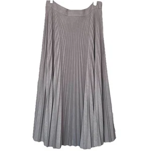 TORY BURCH Pleated Skirt Midi Length A Line Size 12 Gray Minimalist Preppy - Picture 1 of 10