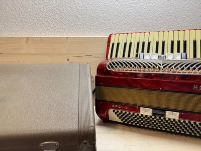 Pianoakkordeon Hohner Verdi IV 120 Bässe 4 Chörig Rot Geprüft und Gereinigt - Bild 1 von 4