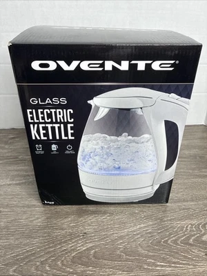 Ovente Electric Glass Kettle 1.5 Liter BPA-Free 1100W Auto Shut Off White KG83W - Image 1 of 4