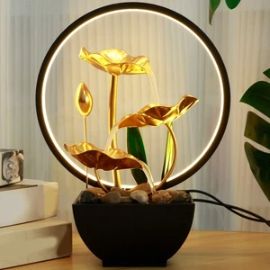 Desktop Waterfall Fountain With Natural Rocks And LED Ring Lights , USB Power - Picture 1 of 14