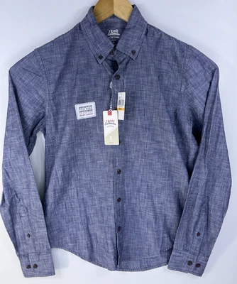New Izod Saltwater Shirt Men Medieval Blue Button Down Untucked Shirt Slim Fit S - Image 1 of 4