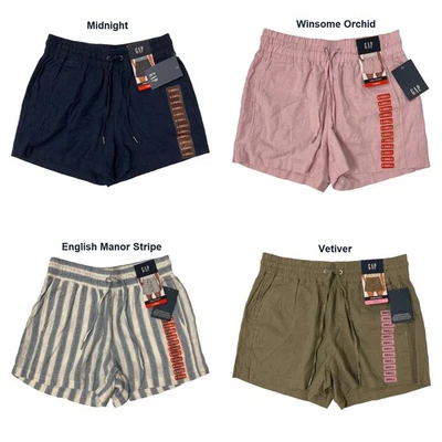 Pantalones cortos de lino GAP ligeros y cómodos con cordón cintura elástica para mujer Foto 1 de 3