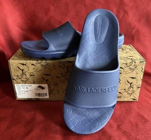 Mens Karl Lagerfeld Paris Signature Logo Pool Slide Sandals FlipFlop Size 12 NIB - Picture 1 of 14