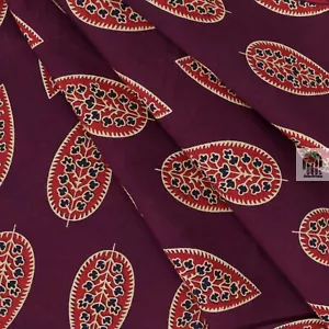 5 Yard Indian Handmade Natural Cotton Sanganeri Hand Block Print Floral Fabric - Picture 1 of 5