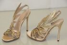 New Sergio Rossi Nude Satin Royal Strass Crystals Shoes 36 36.5 40 Wedding