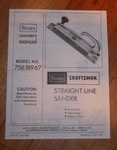 LIJADORA DE LÍNEA RECTA DE AIRE SEARS CRAFTSMAN MANUAL DE PROPIETARIOS 756.18967 18967 - Imagen 1 de 1