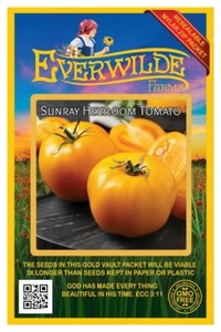 100 Sunray Heirloom Tomato Seeds - Everwilde Farms Mylar Seed Packet - Picture 1 of 3