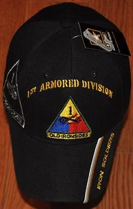 Gorra negra 1ª Primera División Blindada Ejército Gorra de bola Old Ironsides Iron Soldiers - Imagen 1 de 4