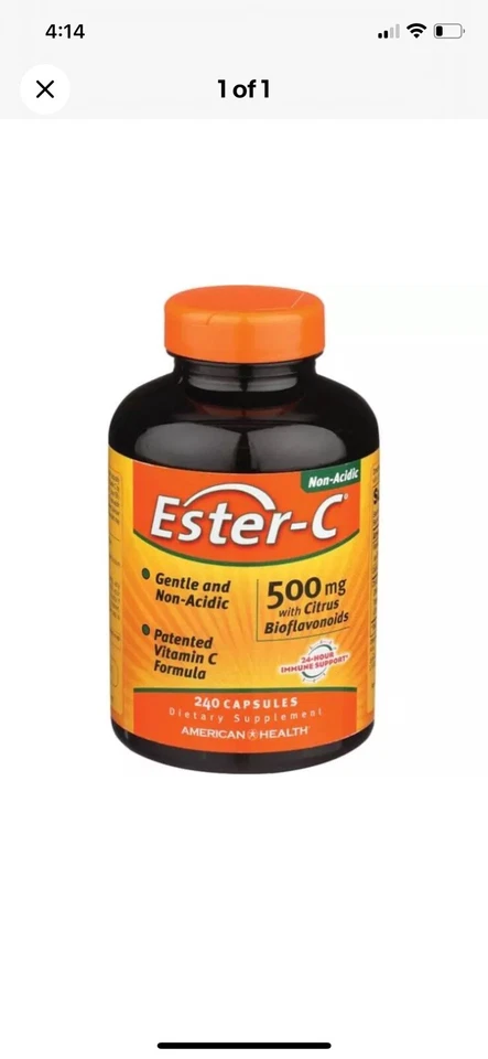 American Health Ester-C with Citrus Bioflavonoids 500 mg 240 Caps Exp 1/26 - Image 1 of 1