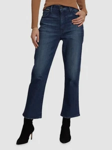 $326 Moussy Women's Blue High-Waist Cropped Flared-Leg Ankle Jeans Pants Size 28 - Picture 1 of 8