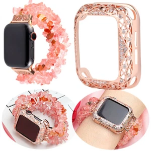 Bling Diamond Protective Case Beads Band Strap For Apple Watch Series 5 4 3 2 1 - Picture 1 of 25