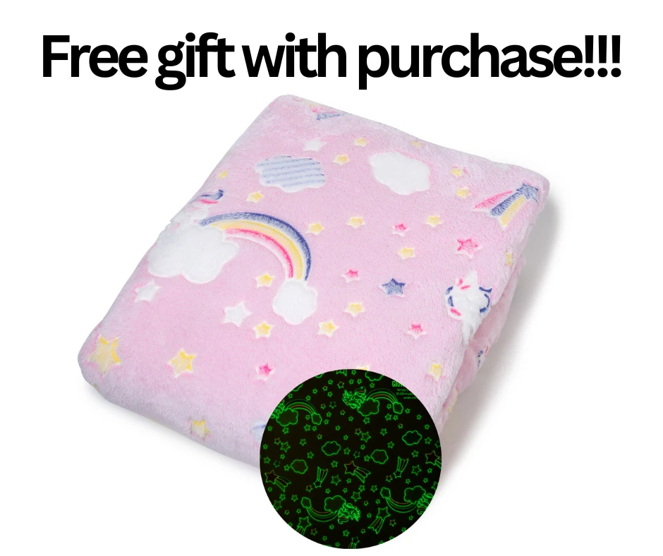 Светящееся в темноте одеяло + БЕСПЛАТНЫЙ ПОДАРОК! Мягкое одеяло-единорог для детей 50 x 60 дюймов - Изображение 1 из 4