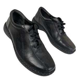 Dr Scholls Walking Sneakers Womens 7M Black Leather Low Top Lace Up Athletic - Picture 1 of 10