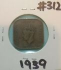 Malaya Coin 1 Cent 1939 KGVI (VF) #312