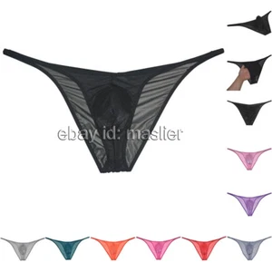 Herren Glas Garn Bikini String Slip Transparent Glitzern Frech Beutel Slip Unterwäsche - Bild 1 von 28