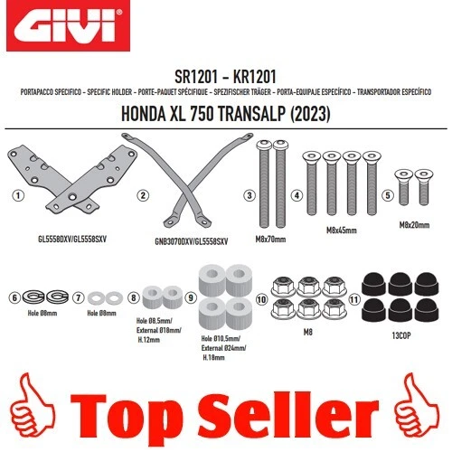 GIVI SR1201 Top Case Carrier Monokey / Monolock Panniers Honda XL 750 Transalp - Image 1 of 1