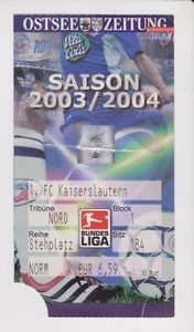 Boleto usado de coleccionista / Entrada FC Hansa Rostock v 1. FC Kaiserslautern 08-11-2003 - Imagen 1 de 2