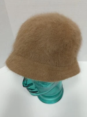Vtg David & Young Woman Tan Bucket Hat One Sz Angora Nylon - Image 1 of 4