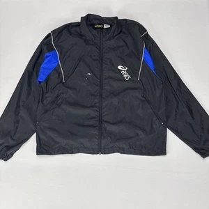 Vintage ASICS Jacket Medium Black Training Windbreaker Lightweight Nylon 90s - Picture 1 of 11