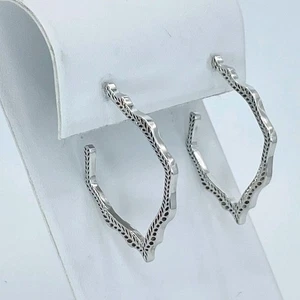 Kendra Scott Miku Earrings Silver Tone Textured Geometric Open Hoops - Picture 1 of 7