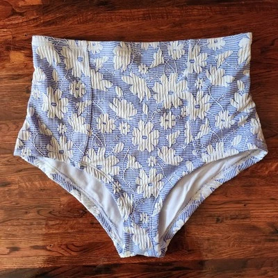 Out From Under Bathing Suit Bottom Medium Ribbed Floral High Waist Swimwear - Image 1 of 4