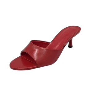 NEW Billini Red Gally Slip On Peep Toe Mid Heeled Mule Shoes Ladies Size 7 - Picture 1 of 8
