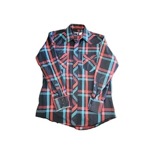 Vintage Wrangler Cowboy Cut Regular Fit Plaid X-Long Tails Black Pearl Button - Picture 1 of 8