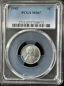 1943 1C  Lincoln Wheat One Cent  PCGS MS67  57508173 - Picture 1 of 2