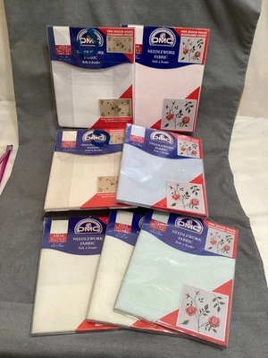 DMC 14 Count Aida Cross Stitch Fabric 100% Cotton 14" x 18" Lot of 7 - 6 Colors - Image 1 of 4