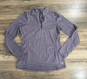 Reebok Pullover Womens Medium M Violet Gray 1/4 Zip Mock Neck Long - Picture 1 of 11